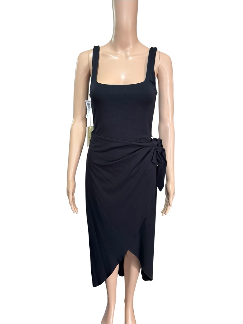 Aritzia Wilfred NWT Saturn Black Wrap Midi Dress medium - Picture 2 of 7
